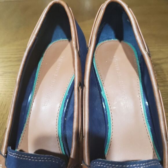 Tommy Hilfiger Blue Suede and Brown shoes size 8.5 - Picture 5 of 8